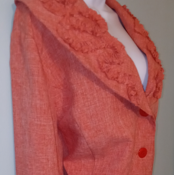 T. Milano Woman Jacket Coral Color 4 Buttons 100% Polyester - Picture 8 of 8